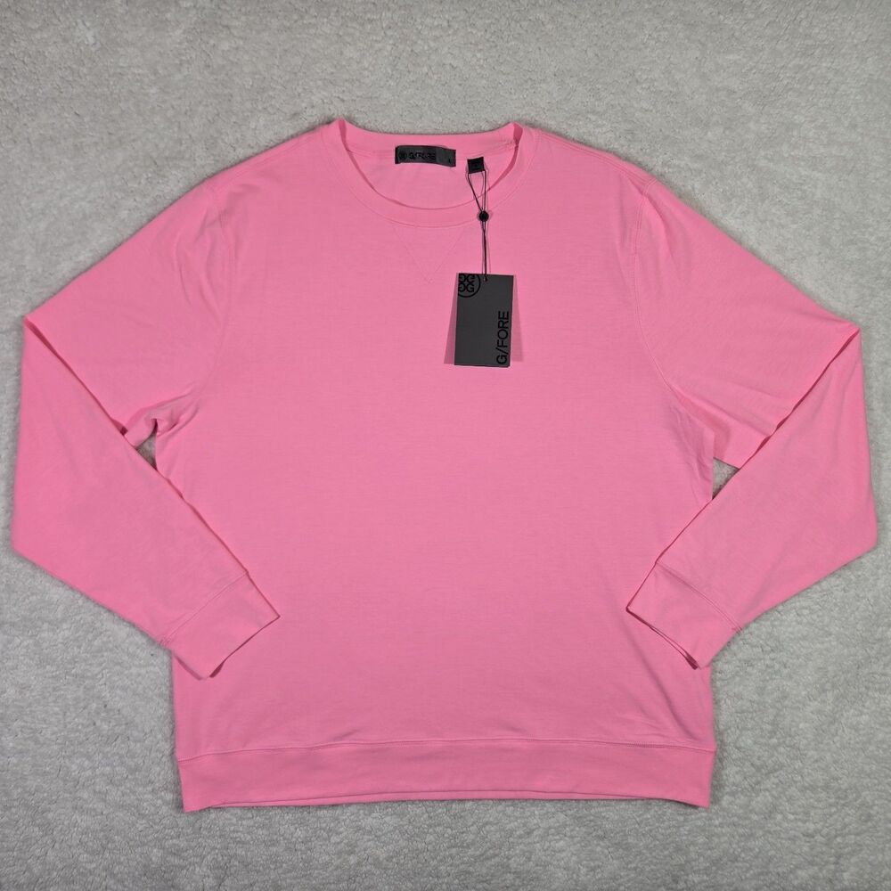 G/FORE Luxe Crewneck Mens Large Mid Layer Shirt Pink Long Sleeve GMM000007 L